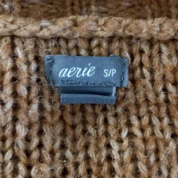 Aerie Happy Place Wool Blend Orange Cable Knit Oversized Sweater - Picture 5 of 7